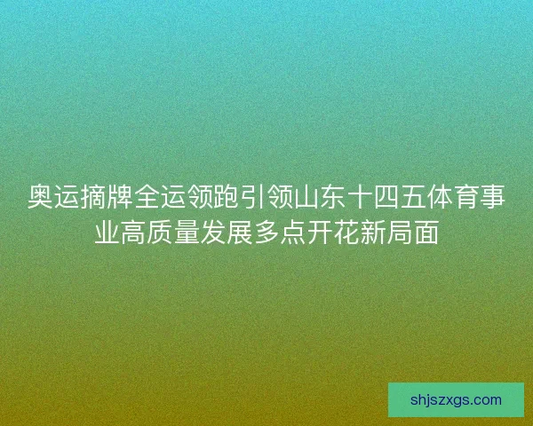 奥运摘牌全运领跑引领山东十四五体育事业高质量发展多点开花新局面
