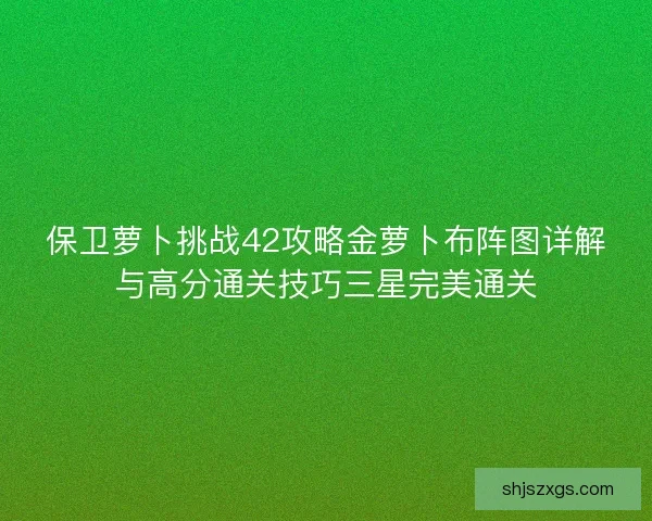 保卫萝卜挑战42攻略金萝卜布阵图详解与高分通关技巧三星完美通关