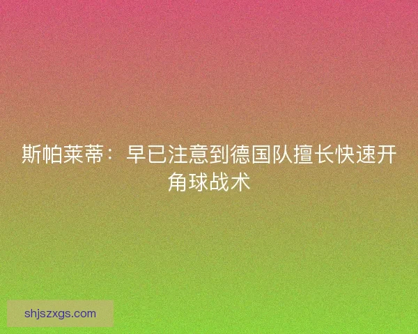 斯帕莱蒂：早已注意到德国队擅长快速开角球战术