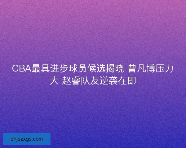 CBA最具进步球员候选揭晓 曾凡博压力大 赵睿队友逆袭在即